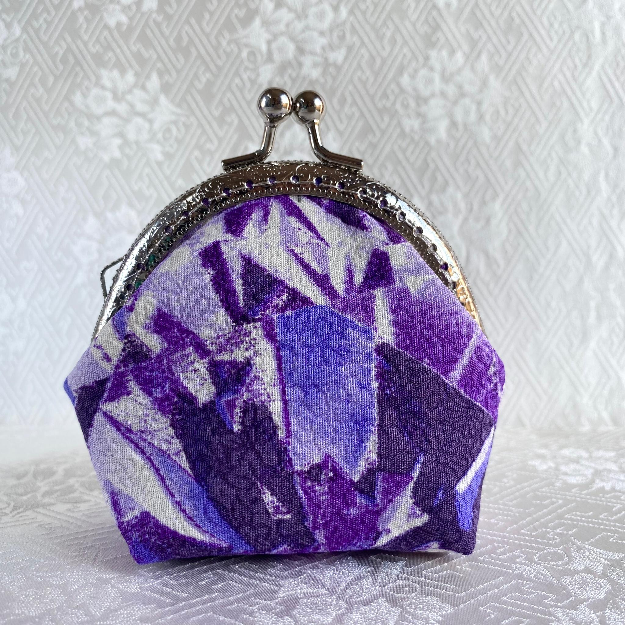 『宝石』シリーズ 【 正絹 手染め がま口財布 】《アメジスト》 手のひらサイズのオシャレな小銭入れ | 3枚目